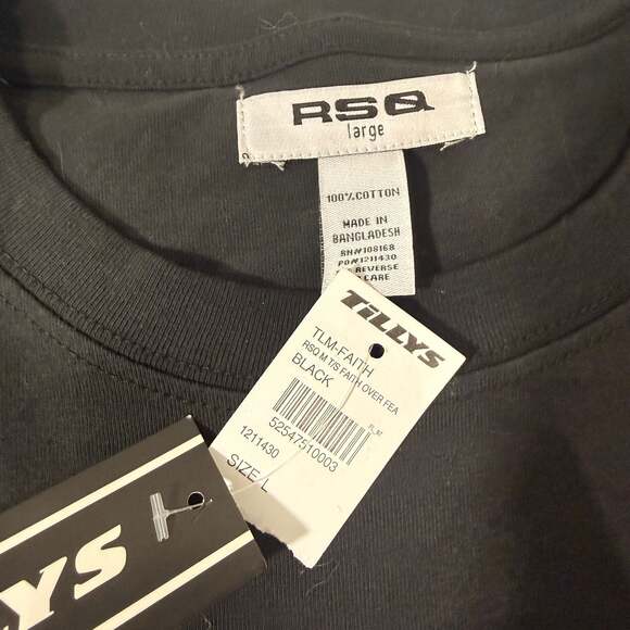 RSQ Mens Faith Over Fear Oversized Tee - BLACK - L - Picture 3 of 4